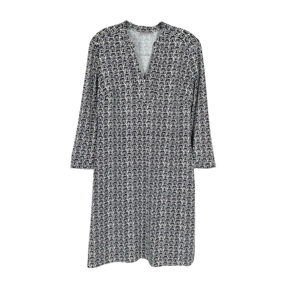 Ellie Kai Dress Womens Size 8 Navy Ivory Geometric Print Stretch Nylon Classic